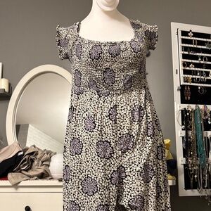 Floral Square-Neck jumpsuit in Lavender and Cream